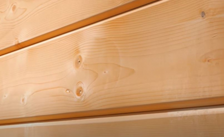 Case din grinzi lamelare prevazute cu nut si feder si sistem de imbinare la capete [66]