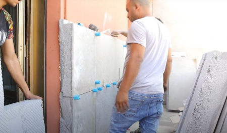 Termosistem exterior din polistren , vata bazaltica sau aerogel cu placare ceramica preinstalata [12]