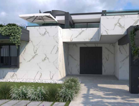 Termosistem exterior din polistren , vata bazaltica sau aerogel cu placare ceramica preinstalata [6]