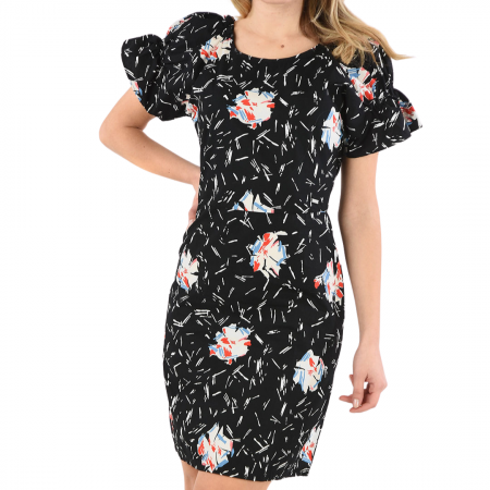Outlet femei - Rochie neagra, floral-print
