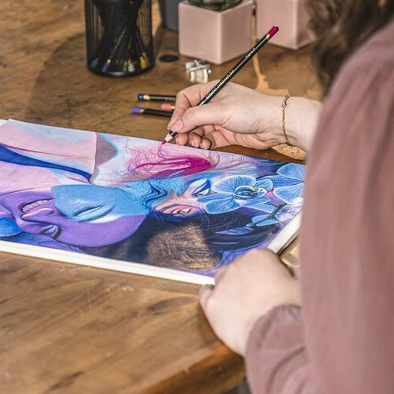 TESTCreioane colorate 48 culori in cutie de metal Professional Cromaflow Derwent [5]