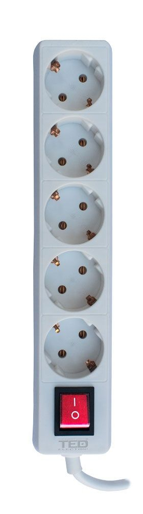 Prelungitor 5m, 5prize,  intrerupator cablu, 3 x 1.5mm, alb, TED [1]
