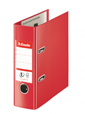 BIBLIORAFTURI & CAIETE MECANICE - Biblioraft A5 75mm plastifiat int/ext cu rama si buzunar rosu Esselte Vivida Power 1