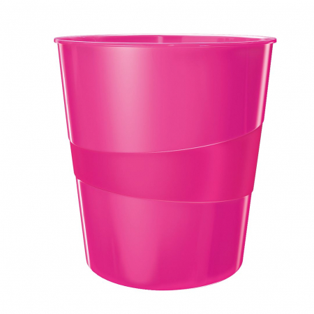 SUPORT ACCESORII PENTRU SCRIS - Cos de birou pvc 15l roz Wow Leitz
