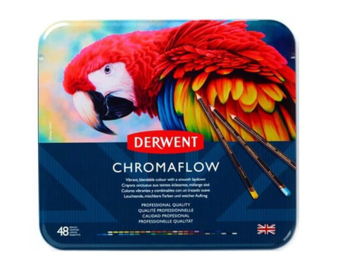 ARTICOLE SCOLARE - TESTCreioane colorate 48 culori in cutie de metal Professional Cromaflow Derwent