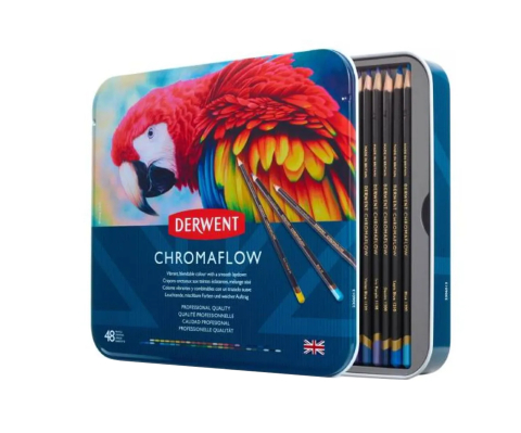 TESTCreioane colorate 48 culori in cutie de metal Professional Cromaflow Derwent [1]