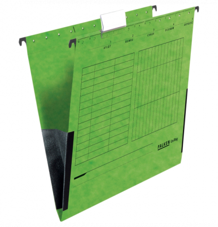 DOSARE DIN PLASTIC & CARTON - Dosar de carton suspendabil A4 verde plic - 2 baghete si burduf Falken