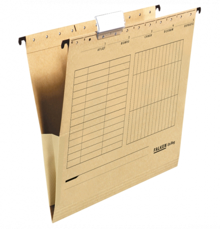 DOSARE DIN PLASTIC & CARTON - Dosar de carton suspendabil A4 kraft plic - 2 baghete si burduf Falken