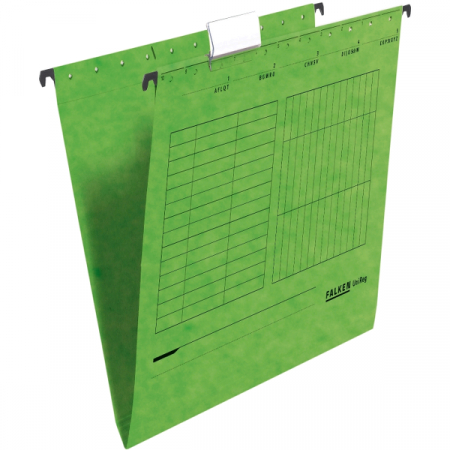 DOSARE DIN PLASTIC & CARTON - Dosar de carton suspendabil A4 verde fara sina - 2 baghete Falken
