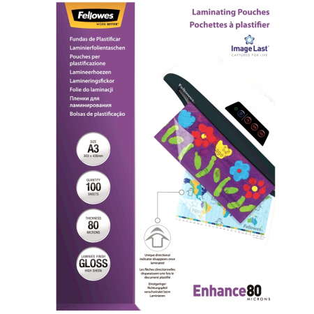 TEHNICA DE BIROU - Folie laminat A3 80microni 303mmx426mm 100buc/top Felowes
