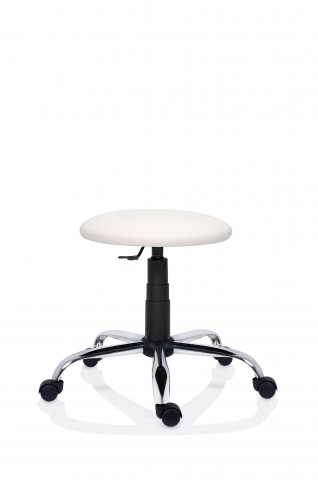 SCAUNE PROFESIONAL-INDUSTRIAL-LABORATOARE - Scaun laborator cu sezut alb si baza cromata