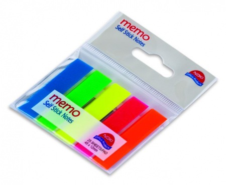 ORGANIZARE & ARHIVARE - Index adeziv plastic 12x45mm set 5 culori 25file/culoare Noki