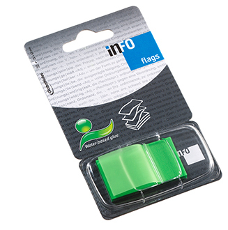 INDEX AUTOADEZIV - Index adeziv plastic 25x43mm 50file cu dispenser verde neon lnfo Notes