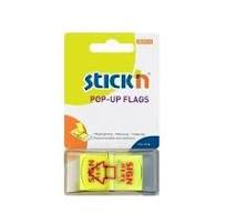 INDEX AUTOADEZIV - Index adeziv plastic 25x45mm 50file cu dispenser 1 culoare neon ,,Singn here,, Stick'n
