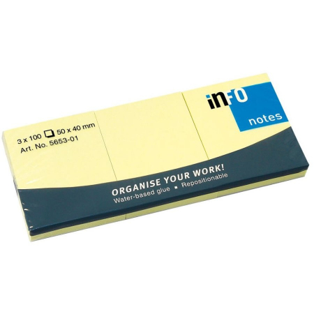 CUBURI DIN HARTIE & CUBURI NOTES - Notes autoadeziv 3X40x50mm 100file/set galben pal Info Notes