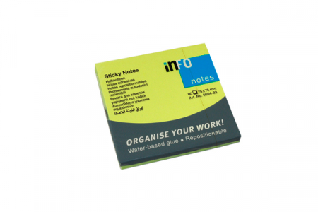 CUBURI DIN HARTIE & CUBURI NOTES - Notes autoadeziv 75x75mm 80file/set verde neon Spring Info Notes