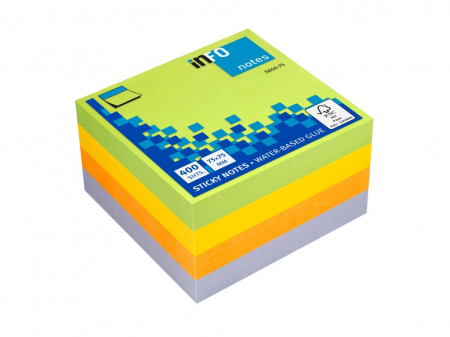 CUBURI DIN HARTIE & CUBURI NOTES - Notes autoadeziv 75x75mm 400file/set color Spring Info Notes