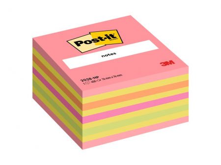 CUBURI DIN HARTIE & CUBURI NOTES - Notes autoadeziv 76x76mm 400file/set color neon 76 Post-it