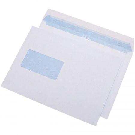 PLICURI PENTRU CORESPONDENTA, DOCUMENTE & SPECIALE - Plic C5 80g 162x229mm siliconic alb cu clapeta pe latura lunga si ferestra pe stanga 500buc/cut