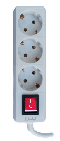 ELECTRICE - Prelungitor 1.5m, 3prize, intrerupator cablu, 3.5mm, alb, TED