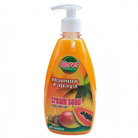 SAPUNURI & DEZINFECTANTI - Sapun lichid cu pompita 500ml Cloret - Mango & Papaya