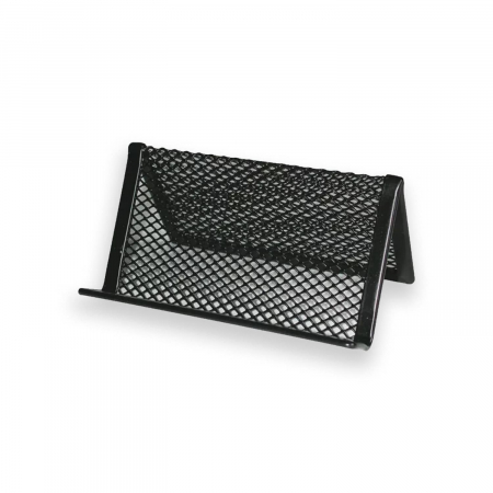 ACCESORII PENTRU BIROU - Suport pentru carti de vizita din plasa metalica neagra