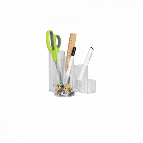 ACCESORII PENTRU BIROU - Suport pentru instrumente de scris 6 compartimente cilindrice din pvc transparent
