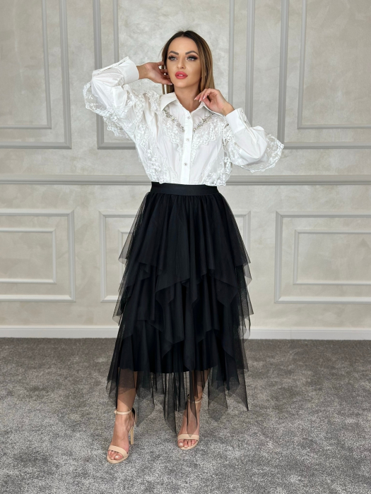 Fusta neagra dama casual din tull [2]