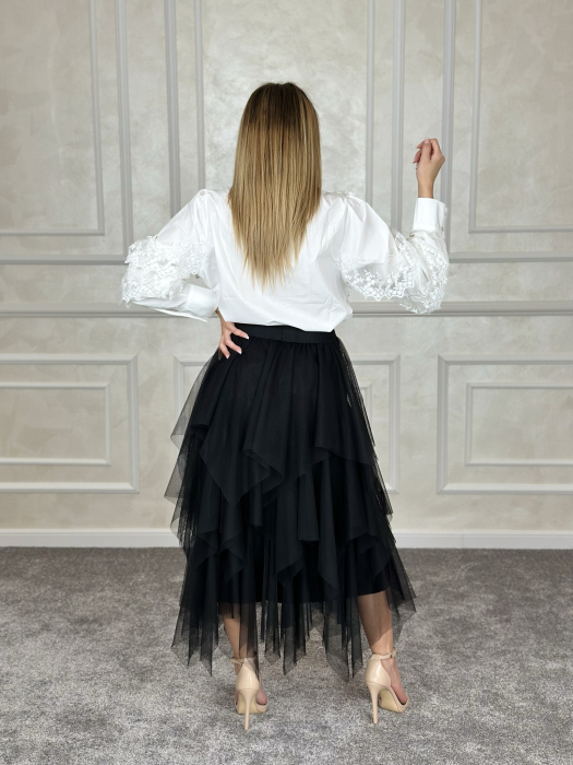 Fusta neagra dama casual din tull [4]