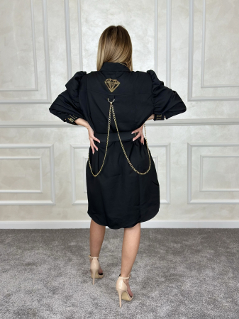 Rochita eleganta neagra tip camasa din bumbac [1]