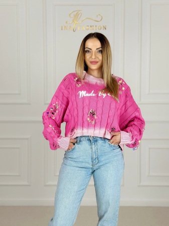 Bluze dama - Bluza roz din bumbac