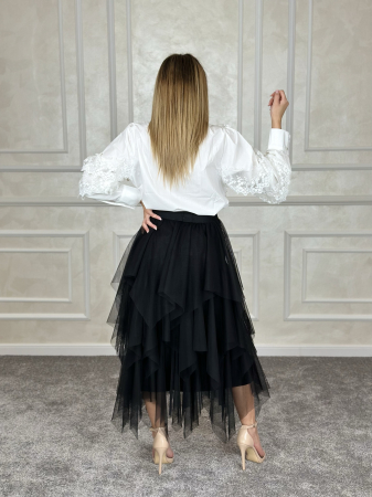 Fusta neagra dama casual din tull [3]