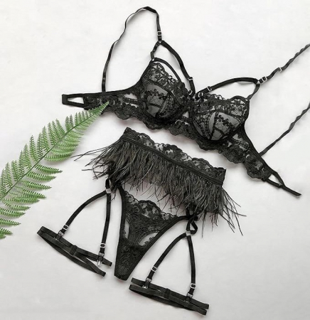 Set Lenjerie intima cu fulgi negru [2]