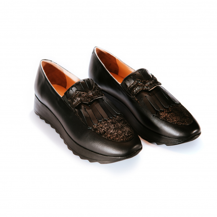 Pantofi dama, negru  Sarpe 100%, Piele Naturala,  Marime 38 EU [2]