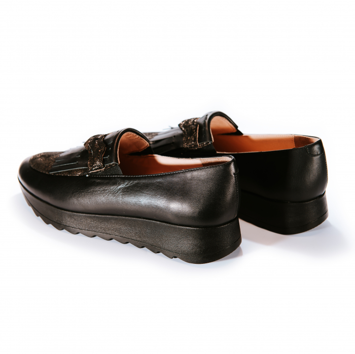 Pantofi dama, negru  Sarpe 100%, Piele Naturala,  Marime 38 EU [3]