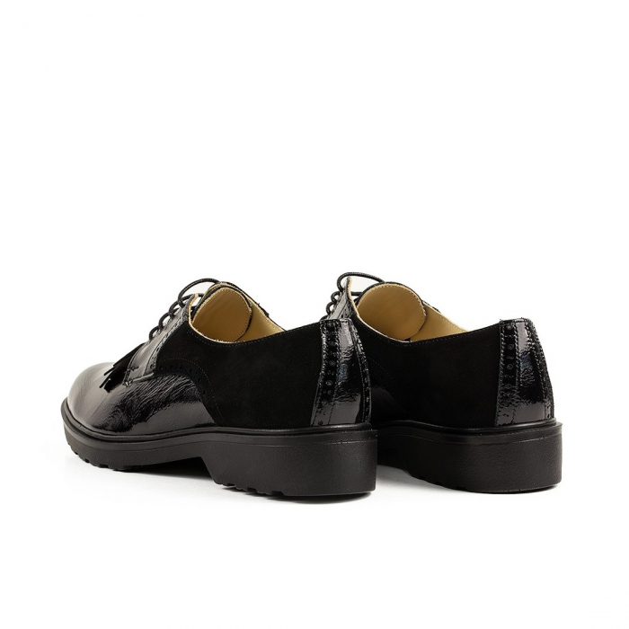 Pantofi Oxford, 100%, Piele Naturala, negru Lac  marime  35 EU [3]
