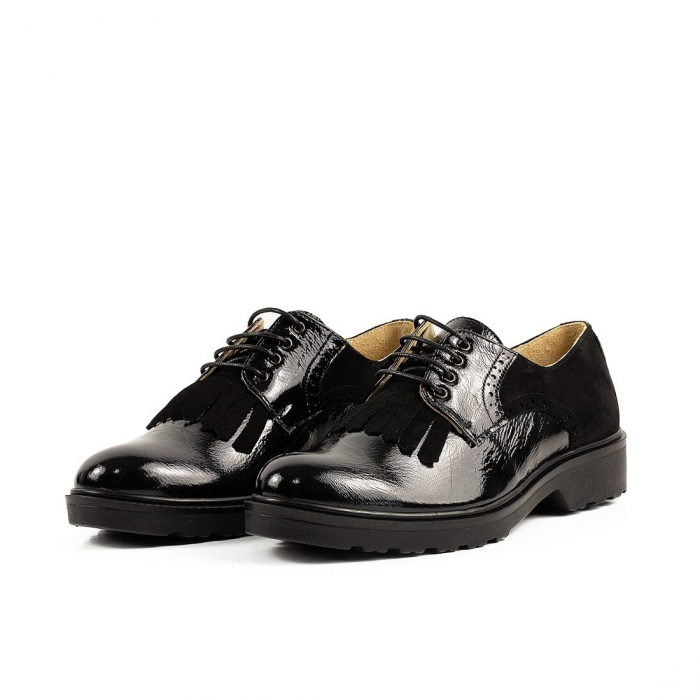 Pantofi Oxford, 100%, Piele Naturala, negru Lac  marime  35 EU [2]