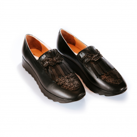 Pantofi dama, negru  Sarpe 100%, Piele Naturala,  Marime 38 EU [3]