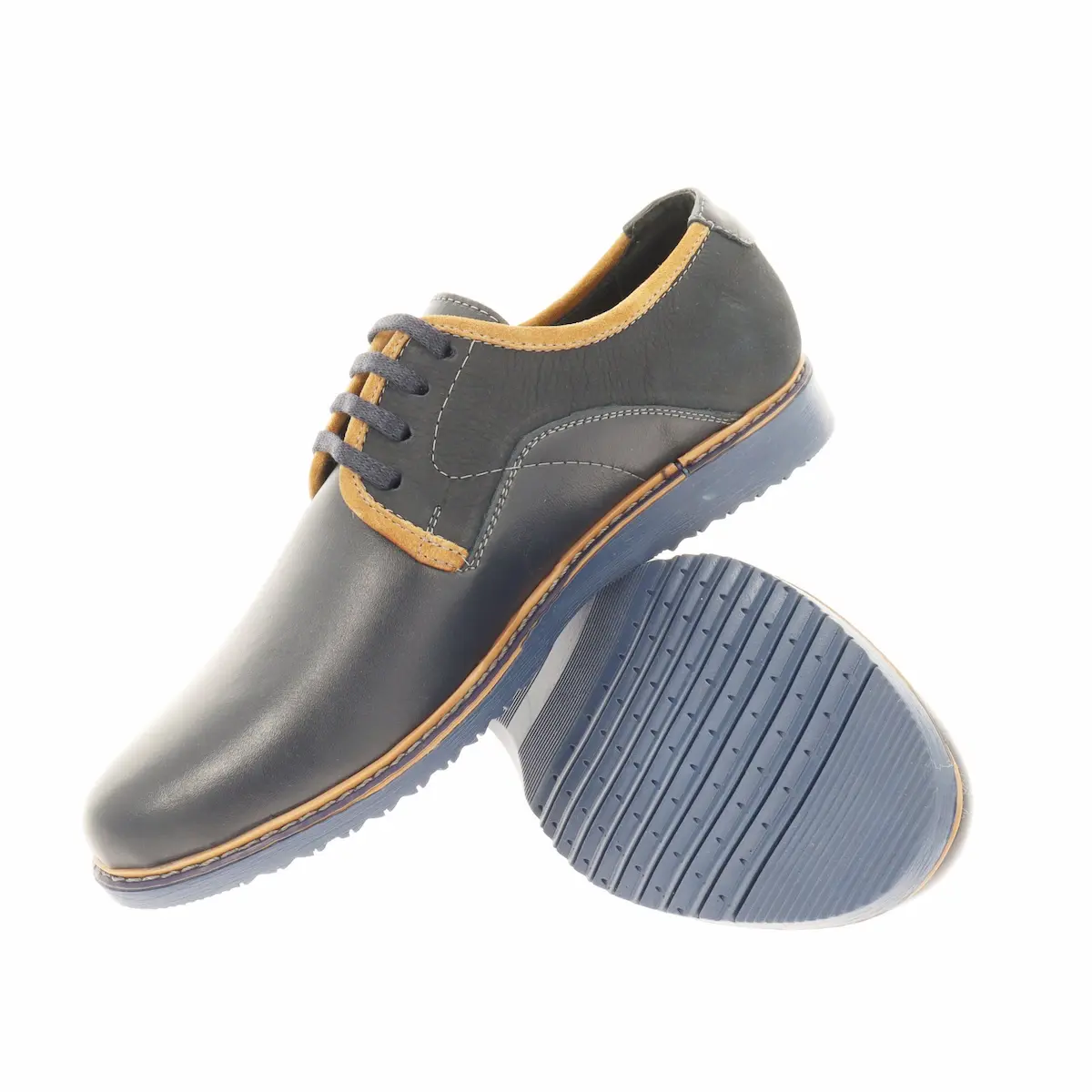 Pantofi sport bărbătești din piele naturală – albastru [4]