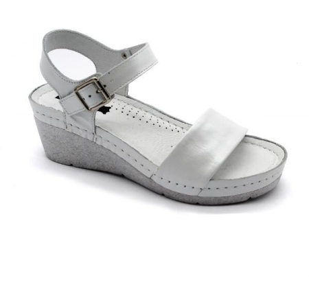 Sandale de piele naturală - Sandale Leon 1070 alb - dama