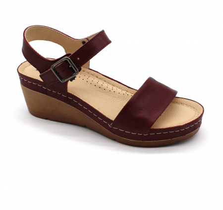 Sandale de piele naturală - Sandale Leon 1070 bordo - dama