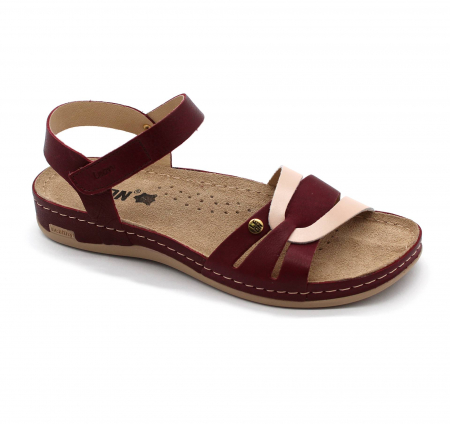 Sandale de piele naturală - Sandale Leon 961 bordo - dama