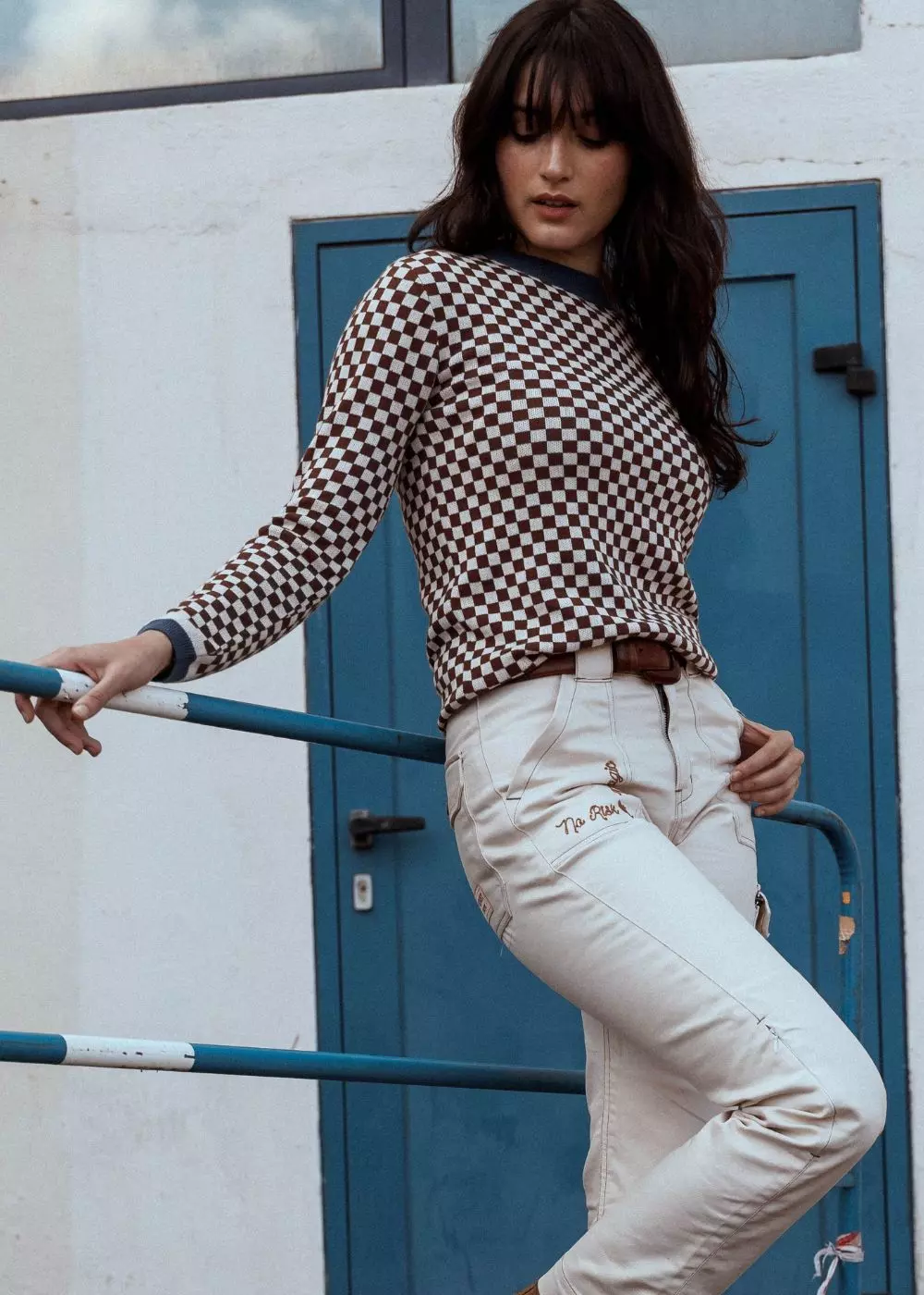 Pulover Tricotat Retro WILDUST SISTERS - Model Carouri Maro/Albastru [2]