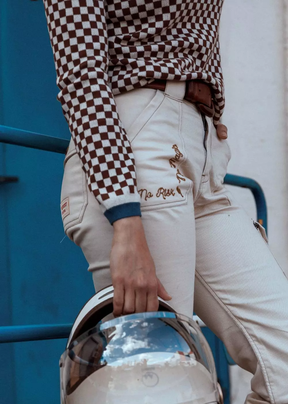 Pulover Tricotat Retro WILDUST SISTERS - Model Carouri Maro/Albastru [3]