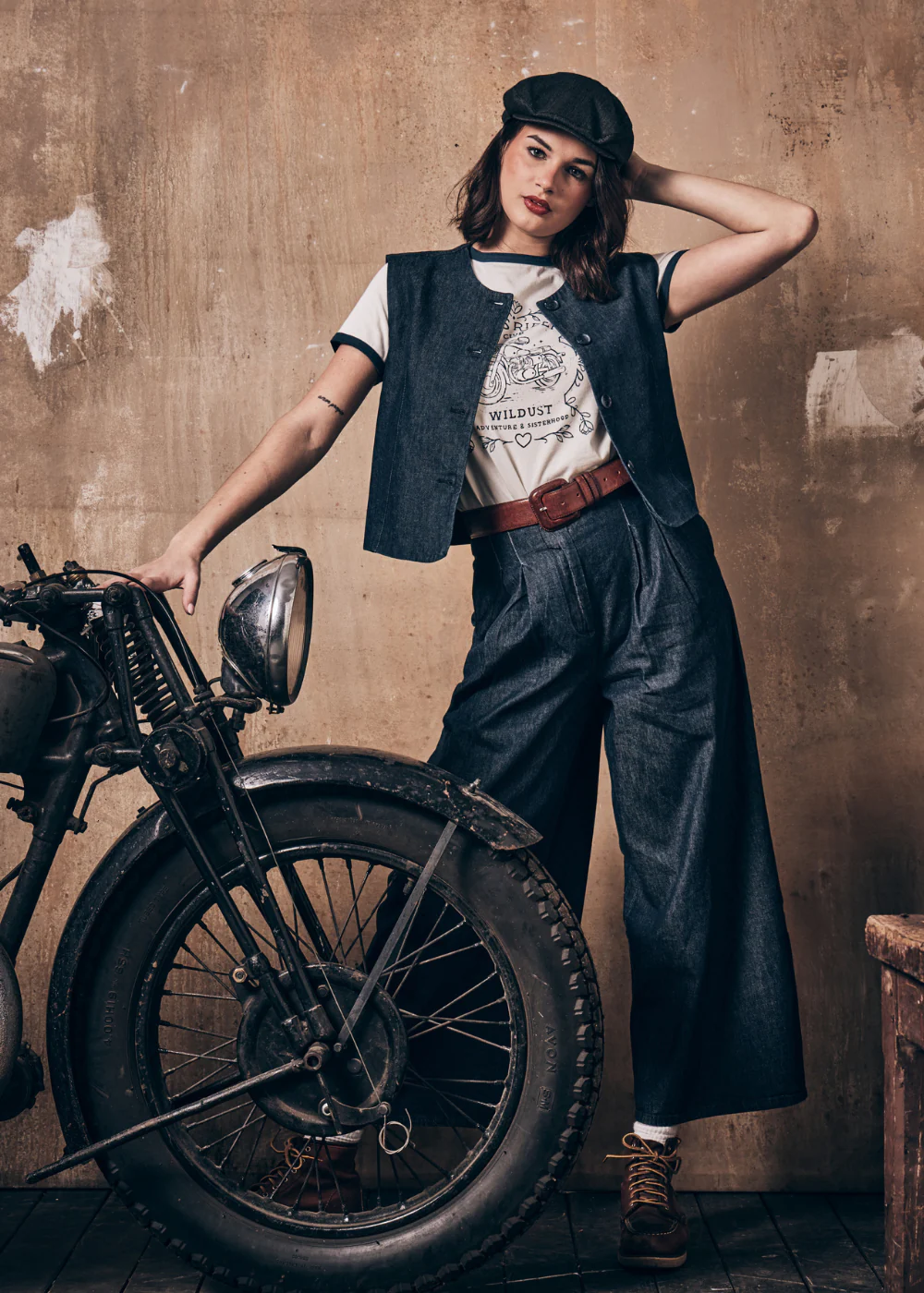 Tricou Moto Dama Wildust – Riders Club – Stil Retro Ringer & Western [3]