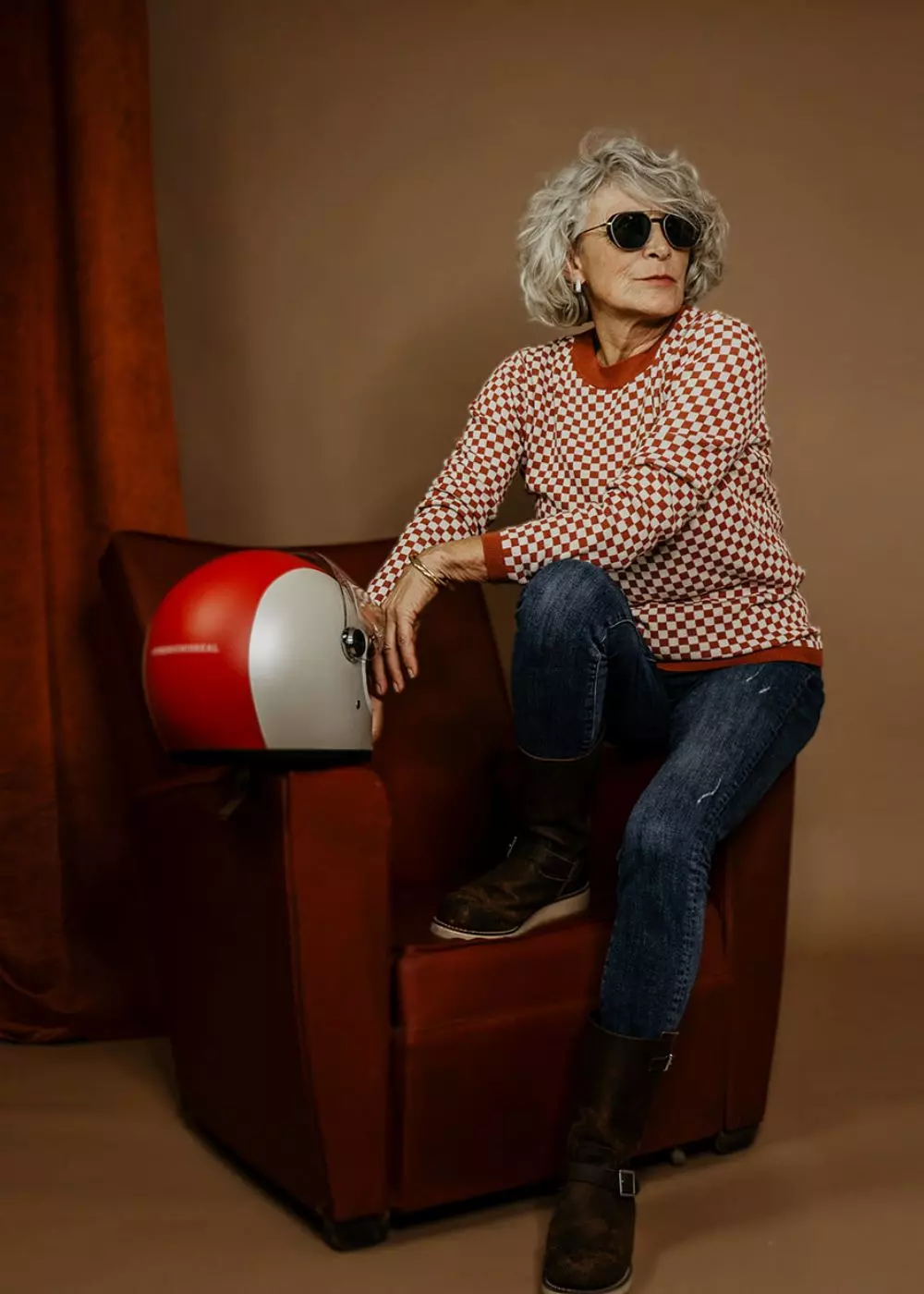 Imbracaminte - Pulover Tricotat Retro WILDUST SISTERS - Model Carouri Terracotta