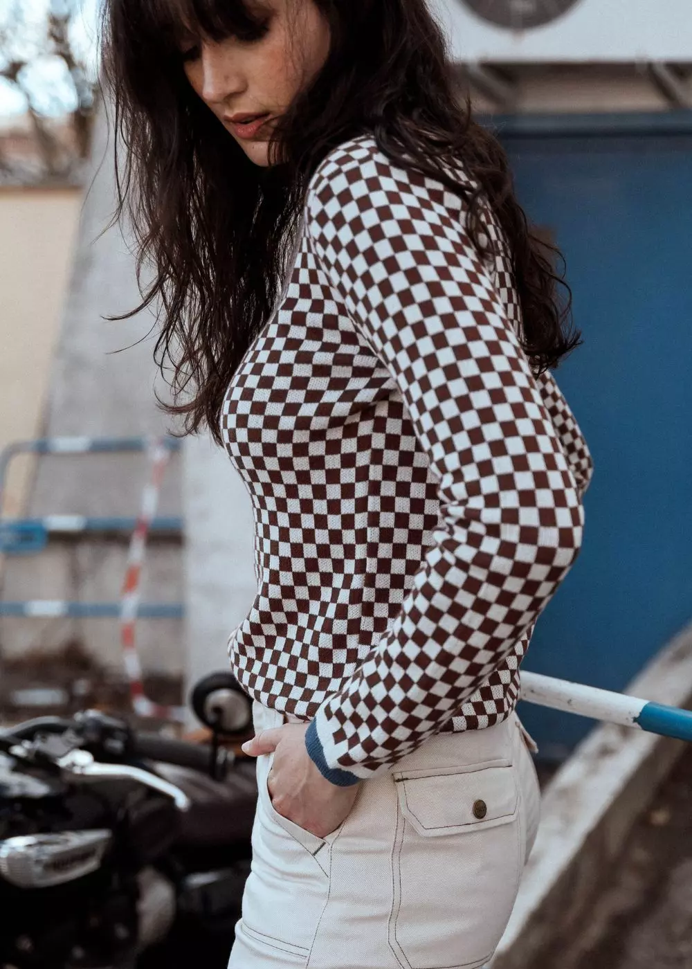 Pulover Tricotat Retro WILDUST SISTERS - Model Carouri Maro/Albastru [3]