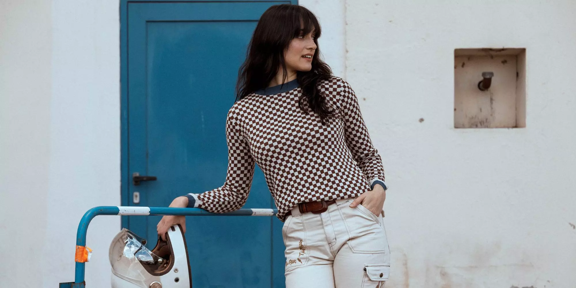 Pulover Tricotat Retro WILDUST SISTERS - Model Carouri Maro/Albastru [5]