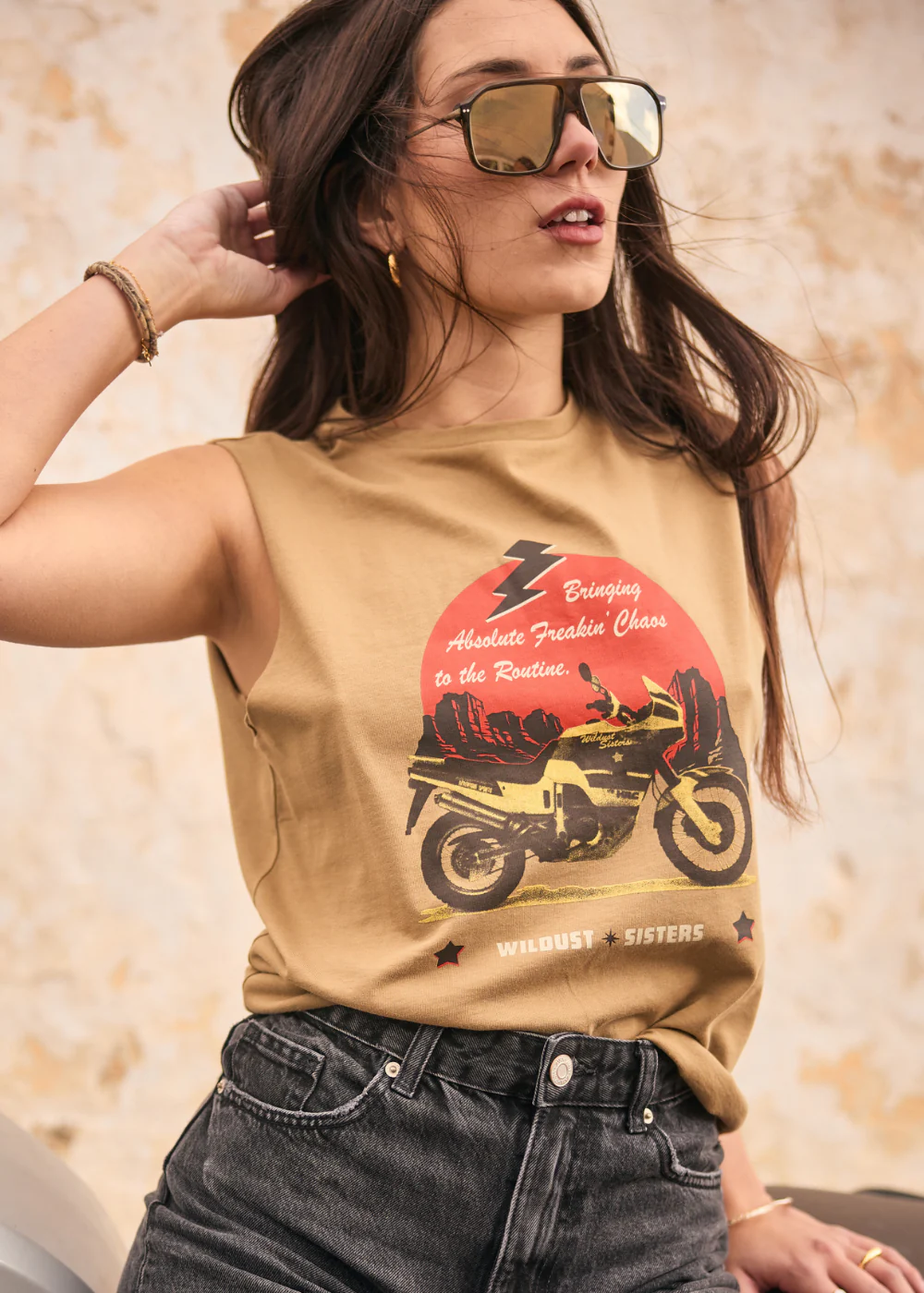 GIRL POWER - Maiou Moto Dama Wildust – Desert Road Trip – Stil Retro Kaki