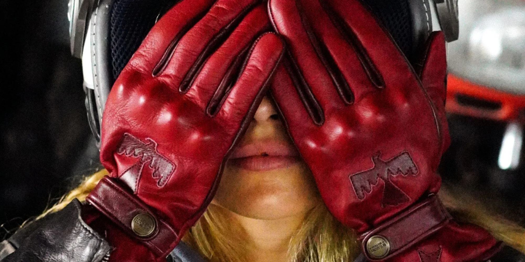 Mănuși Moto Damă Piele Roșie, cu Protecții Rigide, Omologate CE/EPI [3]